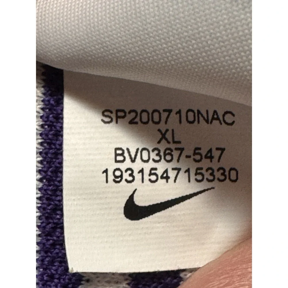 Nike TCU Golf Dri-FIT Mens X-Large Purple White Stripe Polo Shirt XL Horned Frog